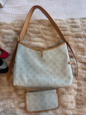 Monogram Hobo Bag with Tan Trim